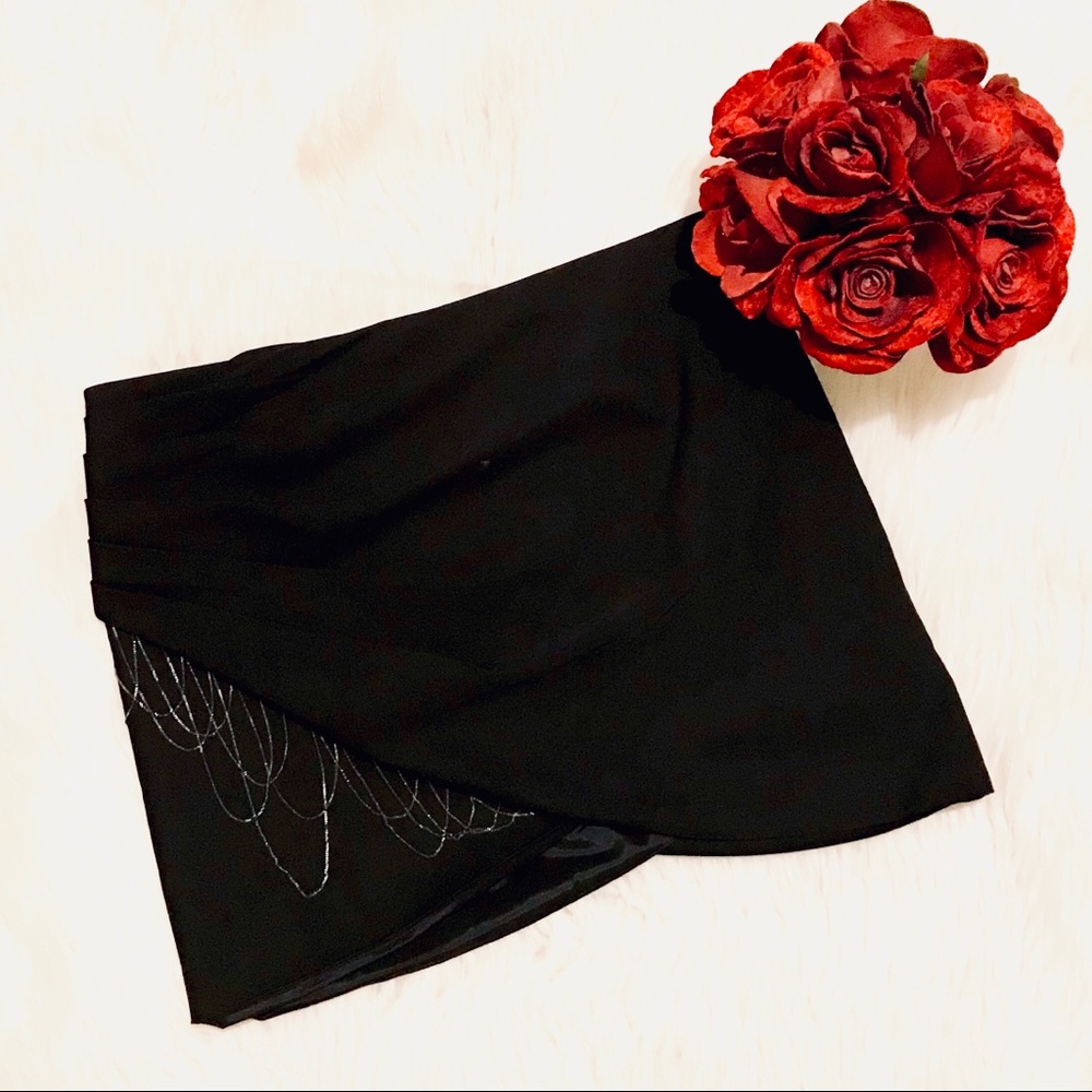 Bebe Gunmetal Chain Skirt